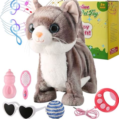 stuffed toy cat that meows|realistic cat meows.